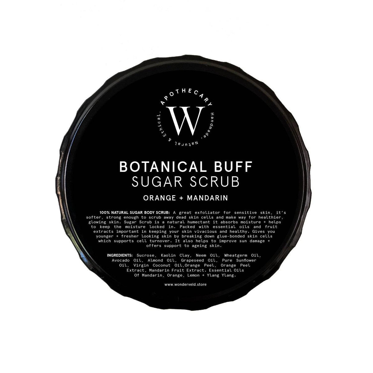 BOTANICAL BUFF SUGAR SCRUB - Orange + Mandarin - WONDERVELD APOTHECARY